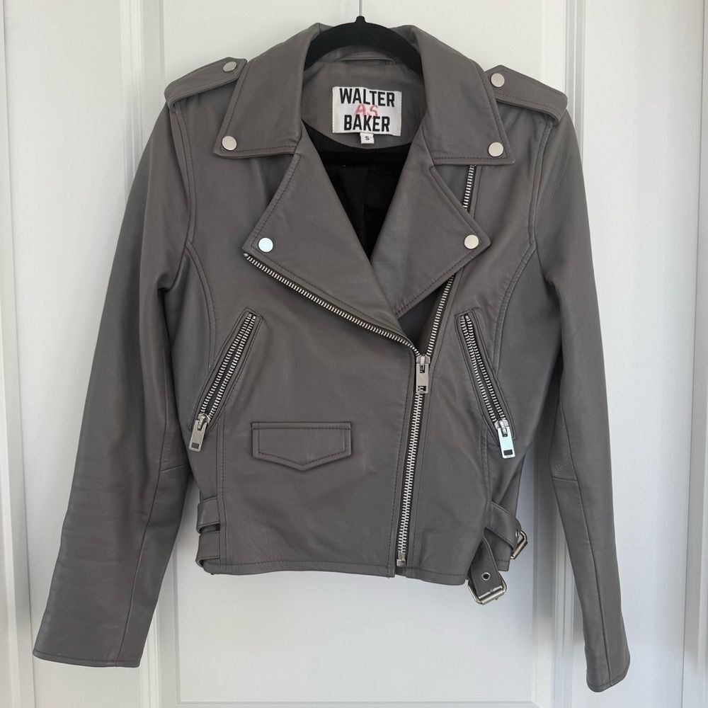 WALTER BAKER | 100% Lamb Leather Moto Jacket - Size small